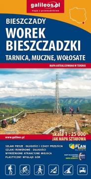 Mapa turystyczna Bieszczady, Worek Bieszczadzki, Tarnica, Muczne, Wołosate 1:25 000