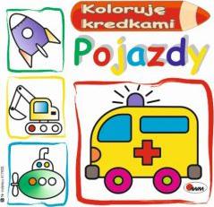 Pojazdy. Koloruję kredkami