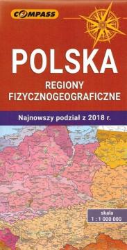 Mapa Polska regiony fizycznogeograficzne 1:1 000 000