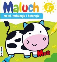 Maluch mówi, wskazuje i koloruje. Muu